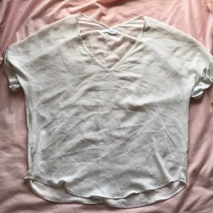 SHEER WHITE FLOWY SHORT SLEEVE TEE